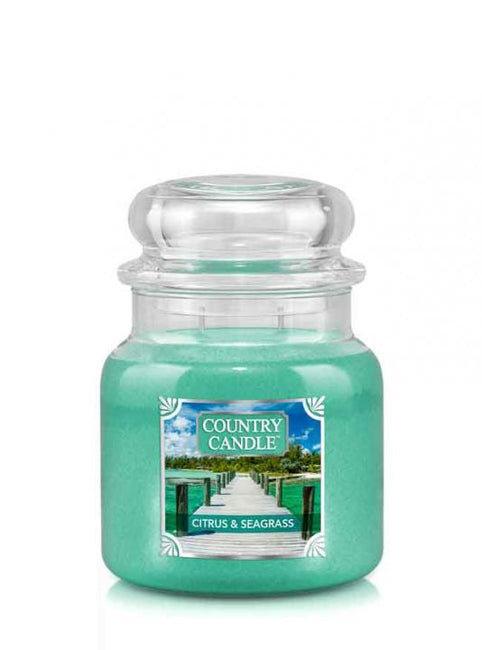 Country Candle Średnia świeca zapachowa z dwoma knotami Citrus & Seagrass 453g