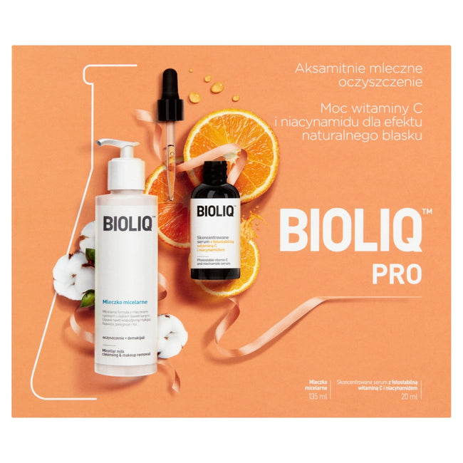 BIOLIQ Pro zestaw skoncentrowane serum z fotostabilną witaminą C i niacynamidem 20ml + Clean mleczko micelarne 135ml