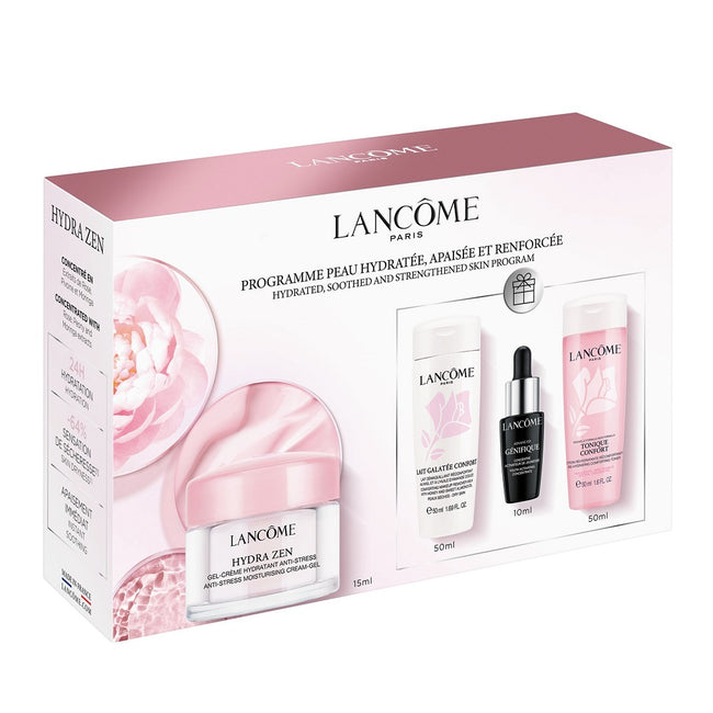 Lancome Hydra Zen Starter zestaw krem-żel do twarzy 15ml + serum do twarzy 10ml + tonik pielęgnujący 50ml + mleczko do demakijażu 50ml