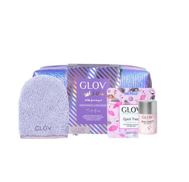 Glov Crystal Clear zestaw On-The-Go do demakijażu + Quick Treat do korekt makijażu + Magnet Cleanser do czyszczenia rękawic i pędzli + kosmetyczka