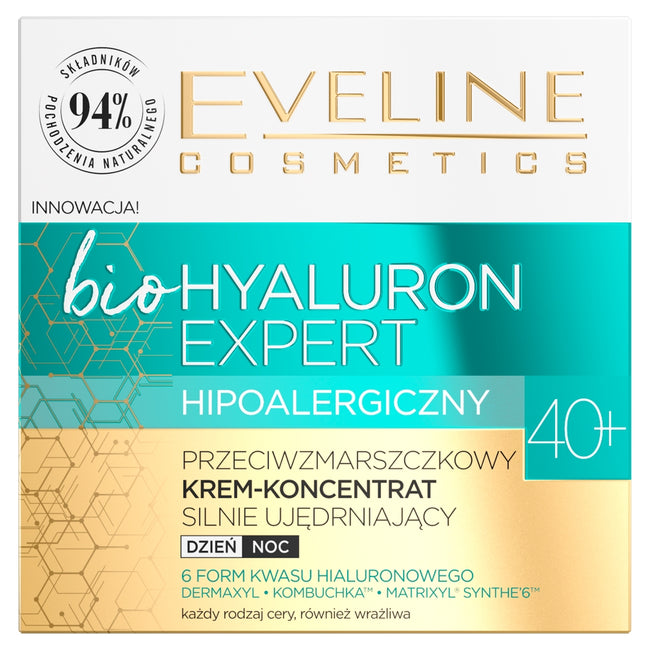 Eveline Cosmetics Bio Hyaluron Expert 40+ przeciwzmarszczkowy krem-koncentrat silnie ujędrniający na dzień i noc 50ml