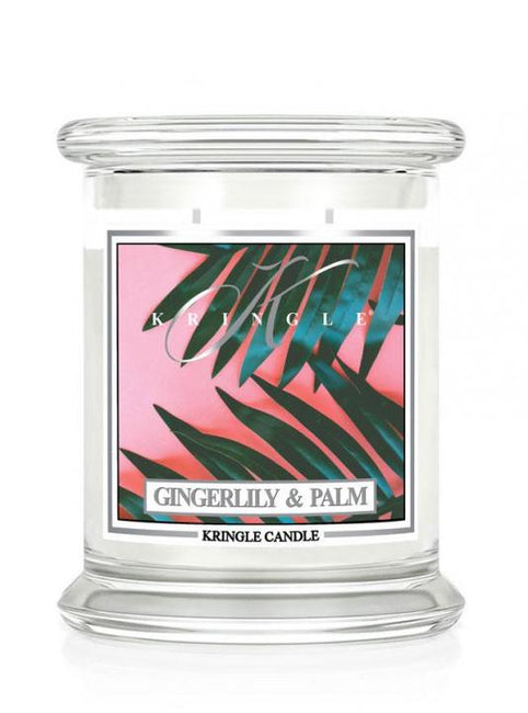 Kringle Candle Średnia świeca zapachowa z dwoma knotami Gingerlily & Palm 411g
