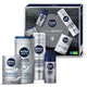 Nivea Men Silver Protect zestaw pianka do golenia 200ml + żel pod prysznic 250ml + balsam po goleniu 100ml + antyperspirant roll-on 50ml