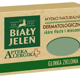 Biały Jeleń Apteka Alergika mydło naturalne dermatologiczne do skóry tłustej i mieszanej Glinka Zielona 125g
