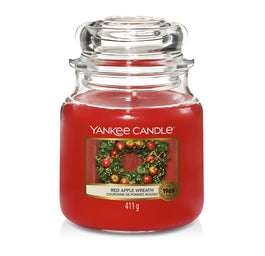 Yankee Candle Świeca zapachowa średni słój Red Apple Wreath 411g