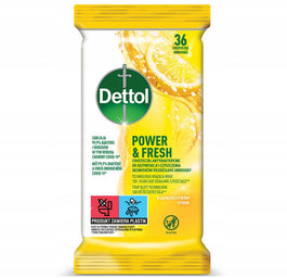 Dettol Power & Fresh chusteczki antybakteryjne do dezynfekcji i czyszczenia Cytryna 36szt