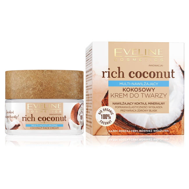 Eveline Cosmetics Rich Coconut multi-nawilżający kokosowy krem do twarzy 50ml