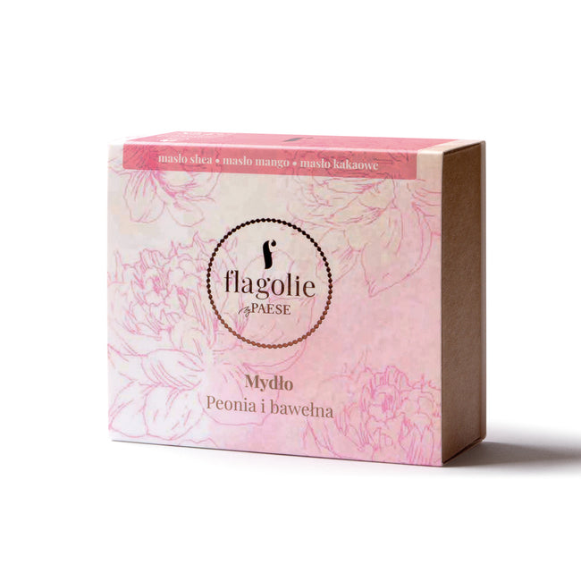 Flagolie Mydło wegańskie w kostce Peonia i Bawełna 90g