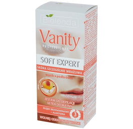 Bielenda Vanity Professional Soft Expert zestaw do depilacji twarzy ultra delikatny krem 15ml + kompres 10ml + szpatułka