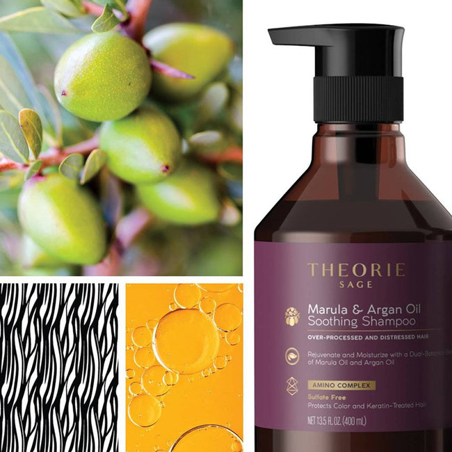 Theorie Sage Marula & Argan Oil Smoothing Shampoo wygładzający szampon do włosów zniszczonych i wymagających intensywnej regeneracji 400ml