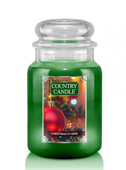 Country Candle Duża świeca zapachowa z dwoma knotami Christmas Is Here 680g