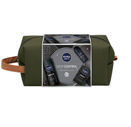 Nivea Men Deep Control zestaw żel pod prysznic 3w1 250ml + antyperspirant w kulce 50ml + antybakteryjna woda po goleniu 100ml + kosmetyczka