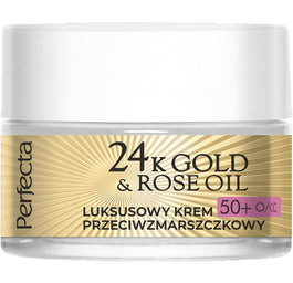 Perfecta 24K Gold & Rose Oil luksusowy krem przeciwzmarszczkowy na dzień i na noc 50+ 50ml