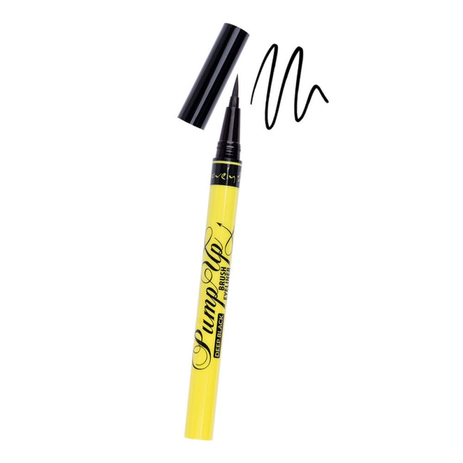 Lovely Pump Up Brush Eyeliner ultra czarny eyeliner z precyzyjnym pędzelkiem Deep Black