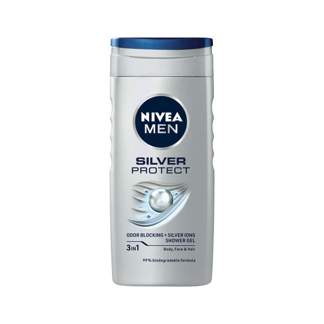 Nivea Men Silver Protect zestaw pianka do golenia 200ml + balsam po goleniu 100ml + antyperspirant roll-on 50ml + żel pod prysznic 250ml