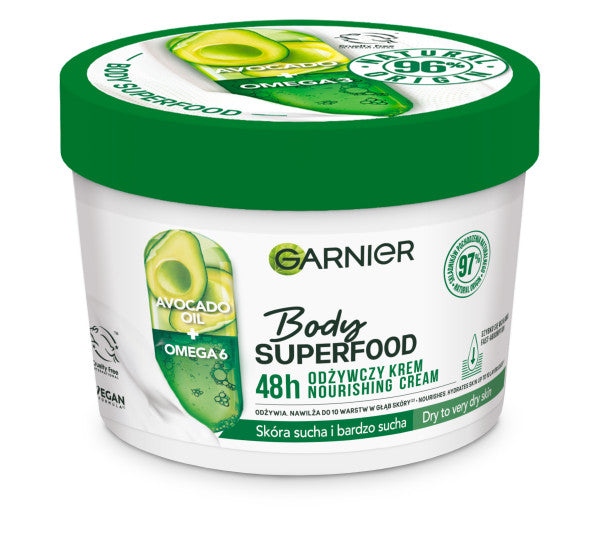 Garnier Body Superfood Avocado odżywczy krem z olejkiem z awokado i kwasem omega-6 380ml