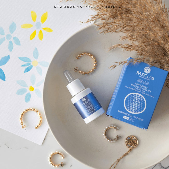 BasicLab Esteticus nawilżający emu-żel do twarzy z 4% ektoiną 2% aminokwasami i beta-glukanem 30ml