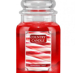 Country Candle Duża świeca zapachowa z dwoma knotami Peppermint Twist 652g