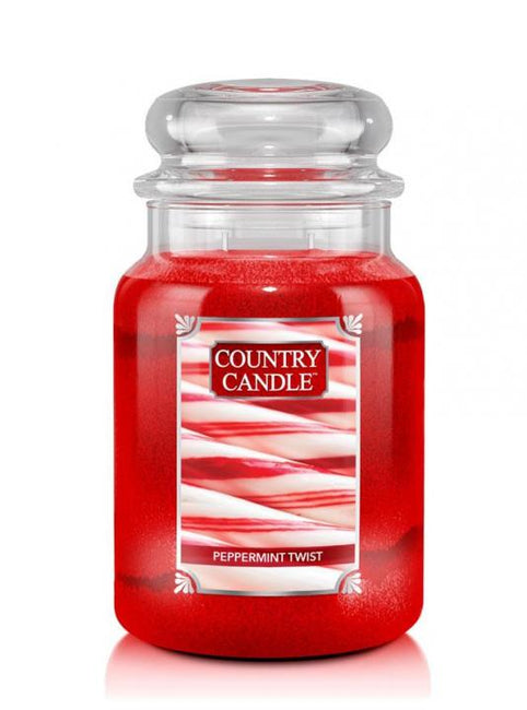 Country Candle Duża świeca zapachowa z dwoma knotami Peppermint Twist 652g