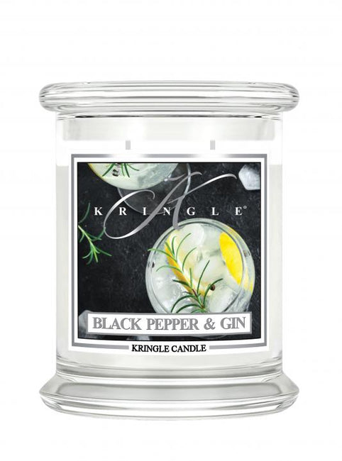 Kringle Candle Średnia świeca zapachowa z dwoma knotami Black Pepper Gin 411g