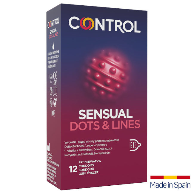 Control Sensual Dots & Lines prezerwatywy prążkowane z wypustkami 12szt.