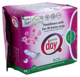 Gentle Day Pantiliners With Far-IR Anion Strip wkładki higieniczne z paskiem anionowym pochłaniające wilgoć eco 20szt