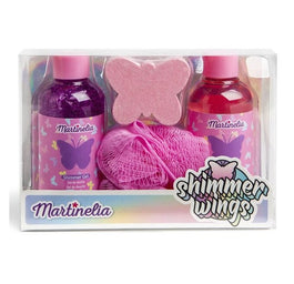 Martinelia Shimmer Wings Bath Set zestaw żel pod prysznic 100ml + błyszczący żel pod prysznic 100ml + musująca kula do kąpieli 30g + gąbka