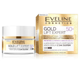 Eveline Cosmetics Gold Lift Expert 50+ luksusowy multi-odżywczy krem-serum z 24k złotem dzień/noc 50ml