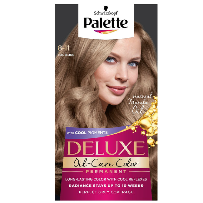Palette Deluxe Oil-Care Color farba do włosów trwale koloryzująca z mikroolejkami  8-11 Chłodny Blond