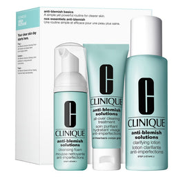 Clinique Anti-Blemish Basics zestaw Anti-Blemish Solutions Cleansing Foam 50ml + Anti-Blemish Solutions Clarifying Lotion 200ml + Anti-Blemish Solutions All-Over Clearing Treatment 50ml