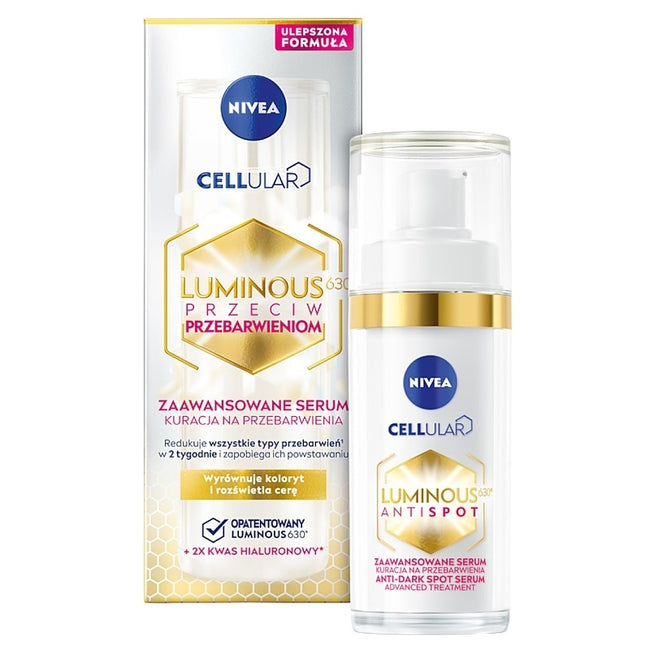 Nivea Cellular Luminous 630® zestaw krem na dzień przeciw przebarwieniom 40ml + intensywne serum na przebarwienia 30ml