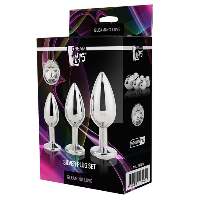 Dream Toys Gleaming Love Silver Plug Set korek analny 3szt.