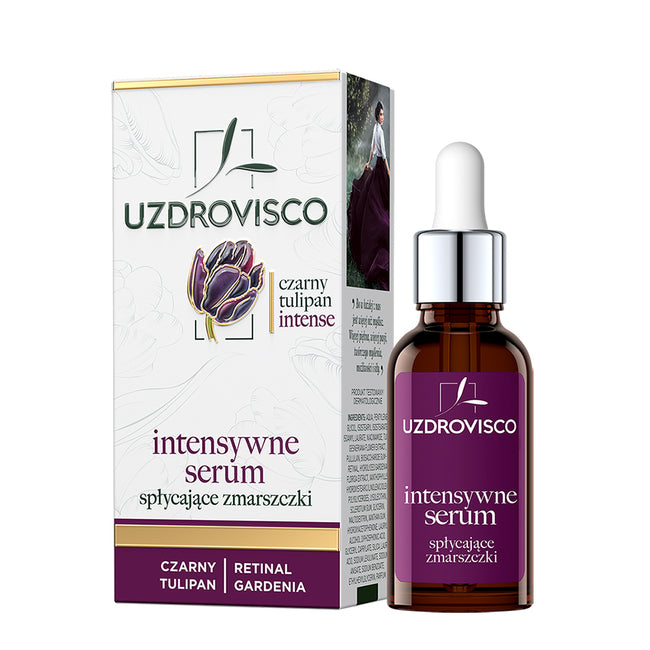 UZDROVISCO Czarny Tulipan Intense zestaw poranny krem przeciwzmarszczkowy 50ml + intensywne serum spłycające zmarszczki 30ml