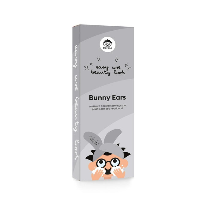 Dr. Mola Bunny Ears pluszowa opaska kosmetyczna królicze uszy Szara
