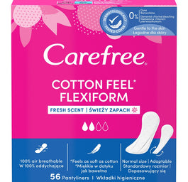 Carefree Cotton Feel Flexiform wkładki higieniczne świeży zapach 56szt