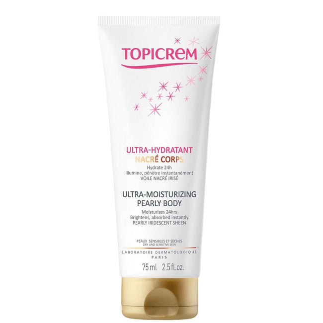 Topicrem Ultra-Moisturizing Pearly Body ultranawilżające mleczko do ciała z perłowym wykończeniem 75ml