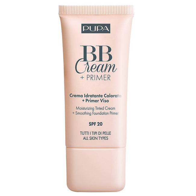 Pupa Milano BB Cream + Primer All Skin Types SPF20 krem BB i baza pod makijaż do wszystkich rodzajów cery 002 Natural 30ml