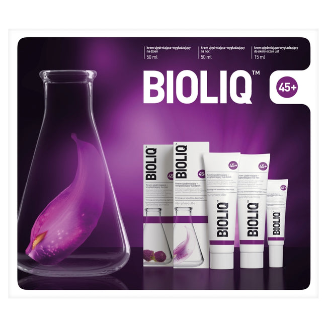 BIOLIQ 45+ zestaw krem na dzień 50ml + krem na noc 50ml + krem do oczu i ust 15ml