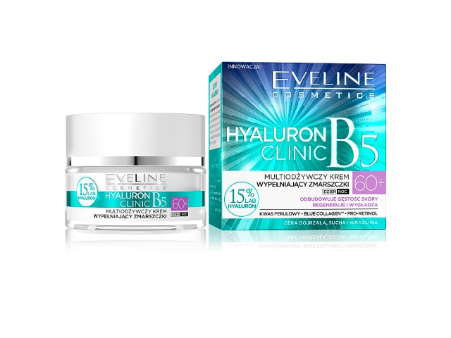 Eveline Cosmetics Hyaluron Clinic 60+ multiodżywczy krem wypełniający zmarszczki na dzień i na noc 50ml