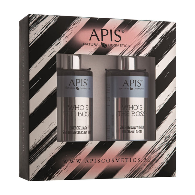 APIS Who's the Boss zestaw energizujący żel do mycia ciała 3w1 300ml + energizujący krem do ciała i dłoni 300ml