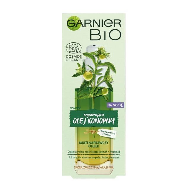 Garnier Bio Reparing Hemp Oil multi-naprawczy olejek do twarzy na noc dla skóry zmęczonej 30ml