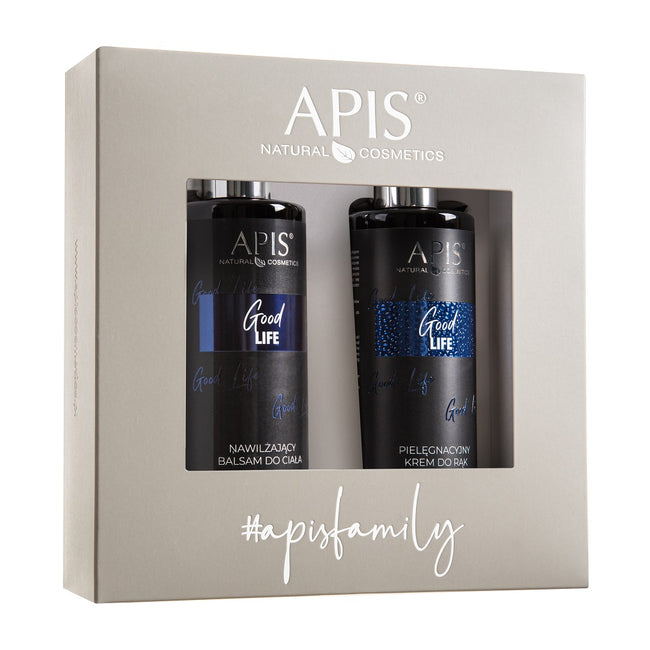 APIS Good Life zestaw nawilżający balsam do ciała 300ml + pielęgnacyjny krem do rąk 300ml