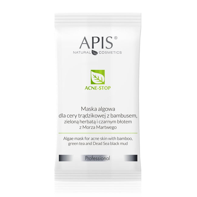 APIS Acne-Stop maska algowa dla cery trądzikowej z bambusem zieloną herbatą i czarnym błotem z Morza Martwego 20g