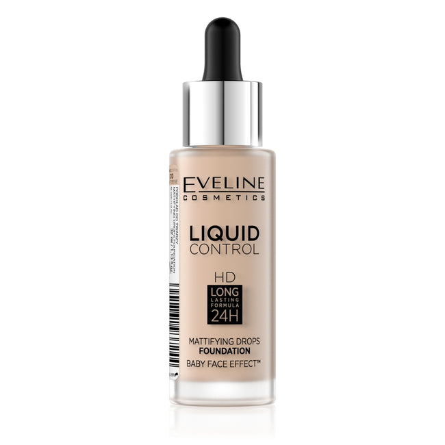 Eveline Cosmetics Liquid Control HD Long Lasting Formula 24H podkład do twarzy z dropperem 010 Light Beige 32ml