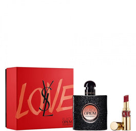 Yves Saint Laurent Black Opium Pour Femme zestaw woda perfumowana spray 50ml + Rouge Volupte Shine pomadka do ust No.83 3.2g