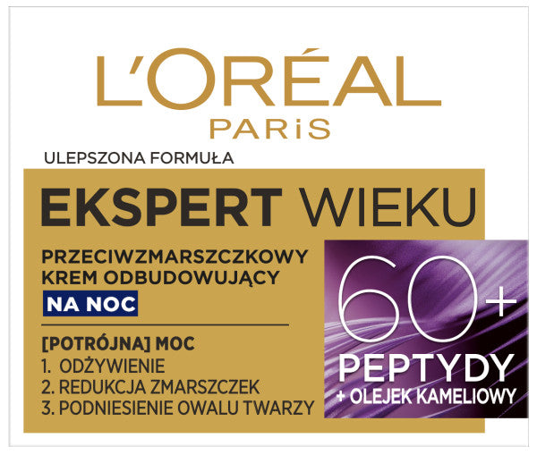 L'Oreal Paris Ekspert Wieku 60+ przeciwzmarszczkowy krem odbudowujący na noc 50ml