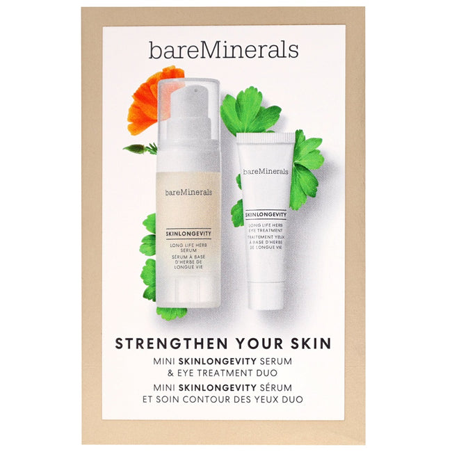bareMinerals Strengthen Your Skin Mini Skinlongevity Serum & Eye Treatment Duo zestaw ziołowy krem pod oczy 5g + ziołowe serum do twarzy 15ml