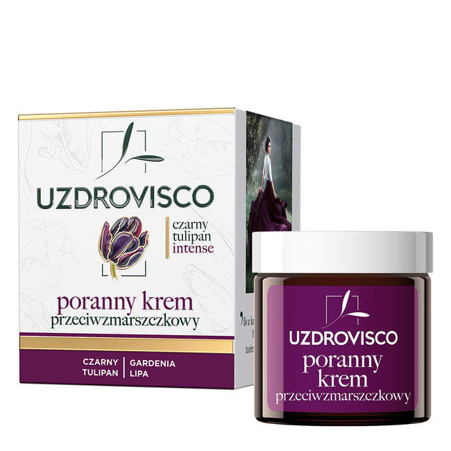 UZDROVISCO Czarny Tulipan Intense zestaw poranny krem przeciwzmarszczkowy 50ml + intensywne serum spłycające zmarszczki 30ml