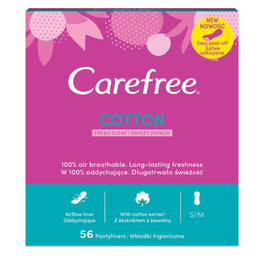 Carefree Cotton wkładki higieniczne świeży zapach 56szt
