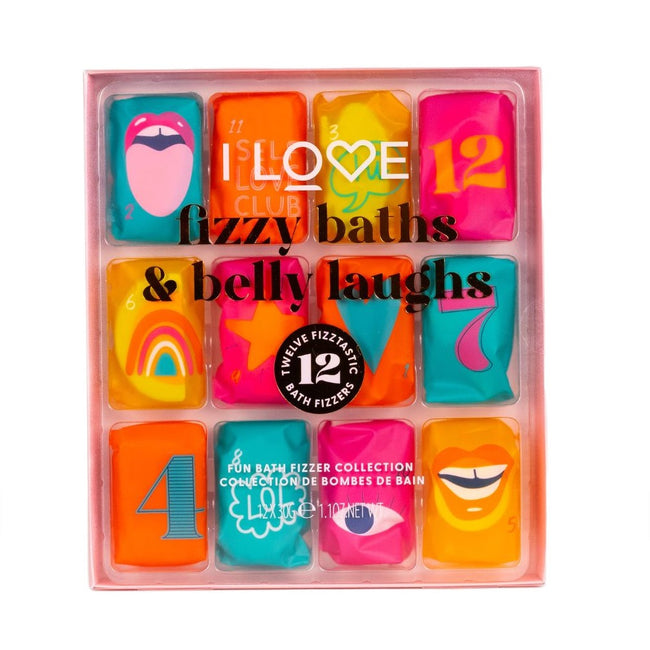 I Love Fizzy Baths & Belly Laughs zestaw kulek do kąpieli 12x30g
